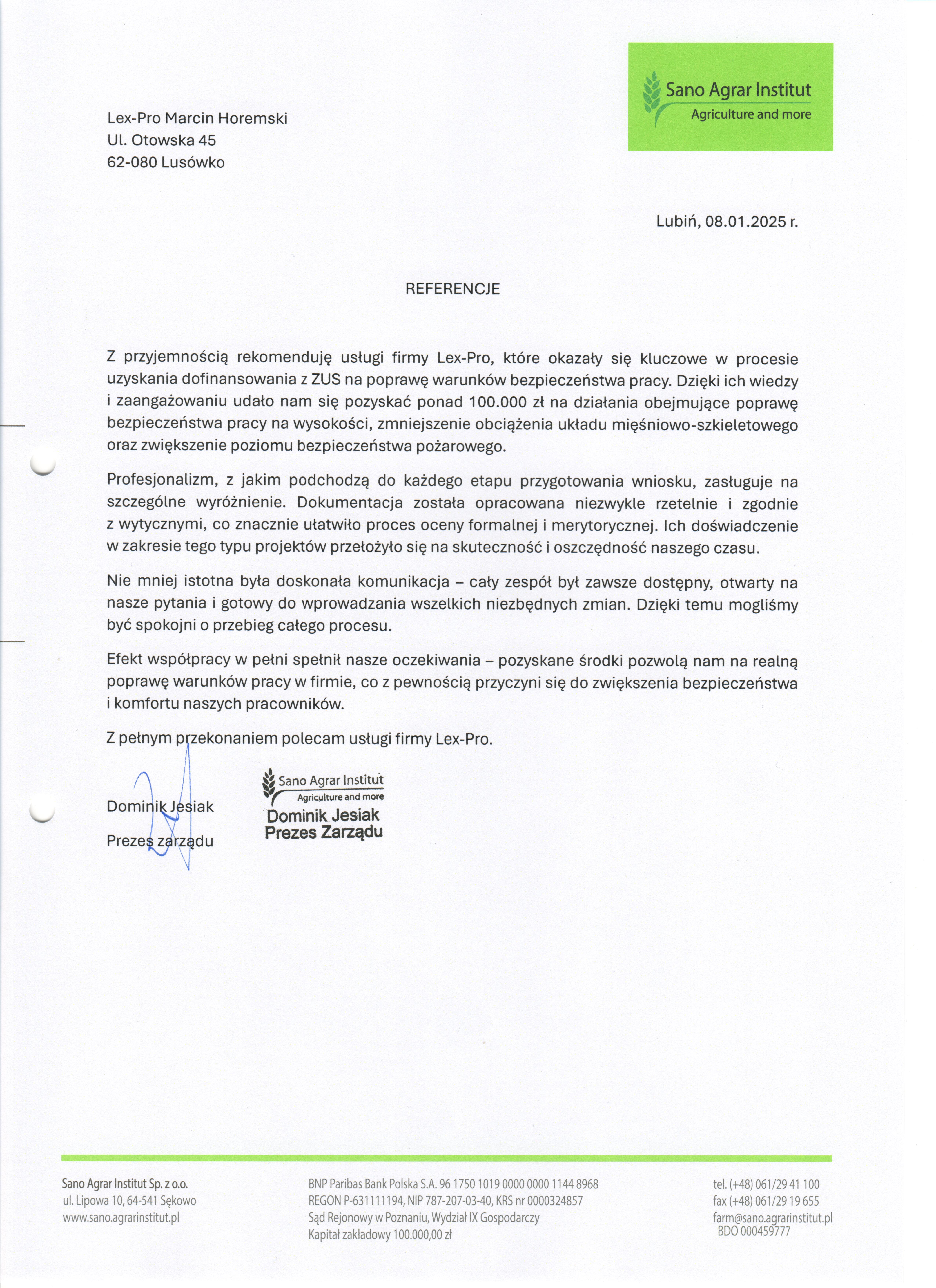 Referencja klienta 1